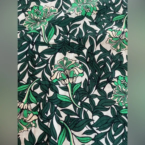 Lane Bryant Green & White Button Down Cotton Blouse with Tie Sleeves 26/28 - Picture 10 of 16